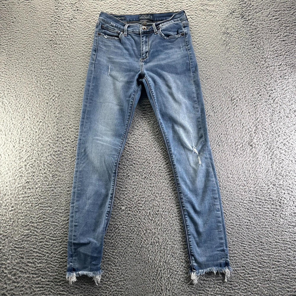 Lucky Brand Brooke Jeans Womens 2 Blue Cotton Denim Jegging Skinny Faded Raw Hem